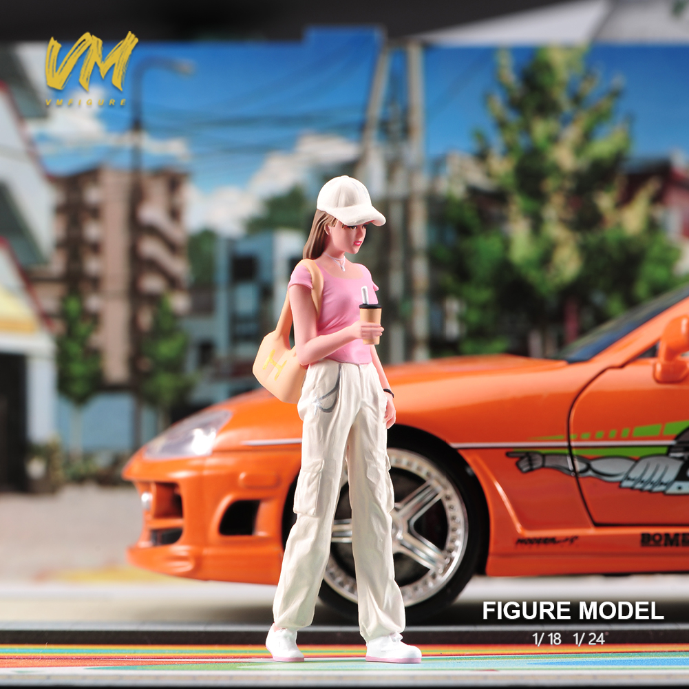 现货1/24 1/18  五官精涂喝奶茶逛街美女 涂装微缩模型场景人偶