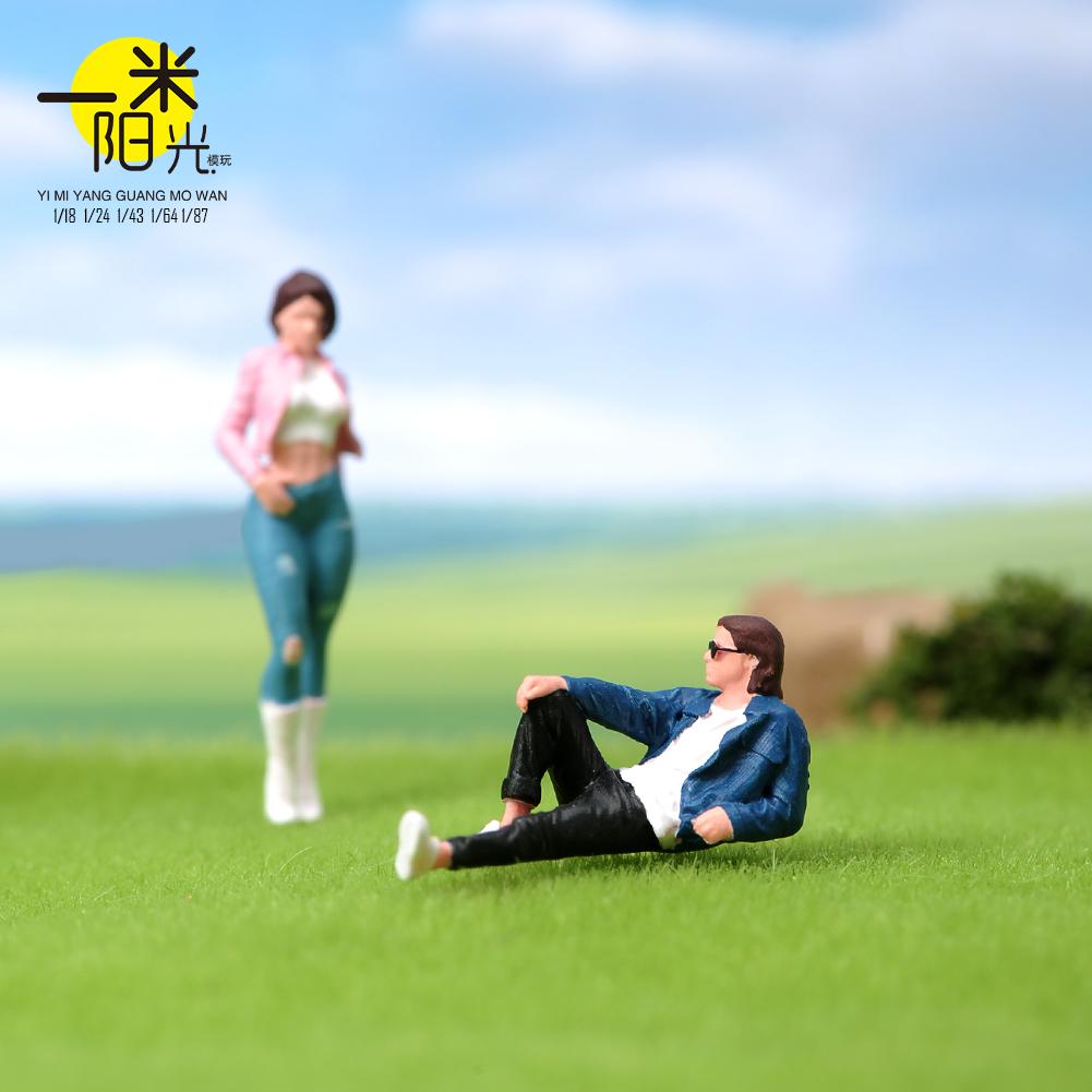 现货 1/18/24/43/64/87 长发墨镜男涂装微缩模型场景人偶摆件