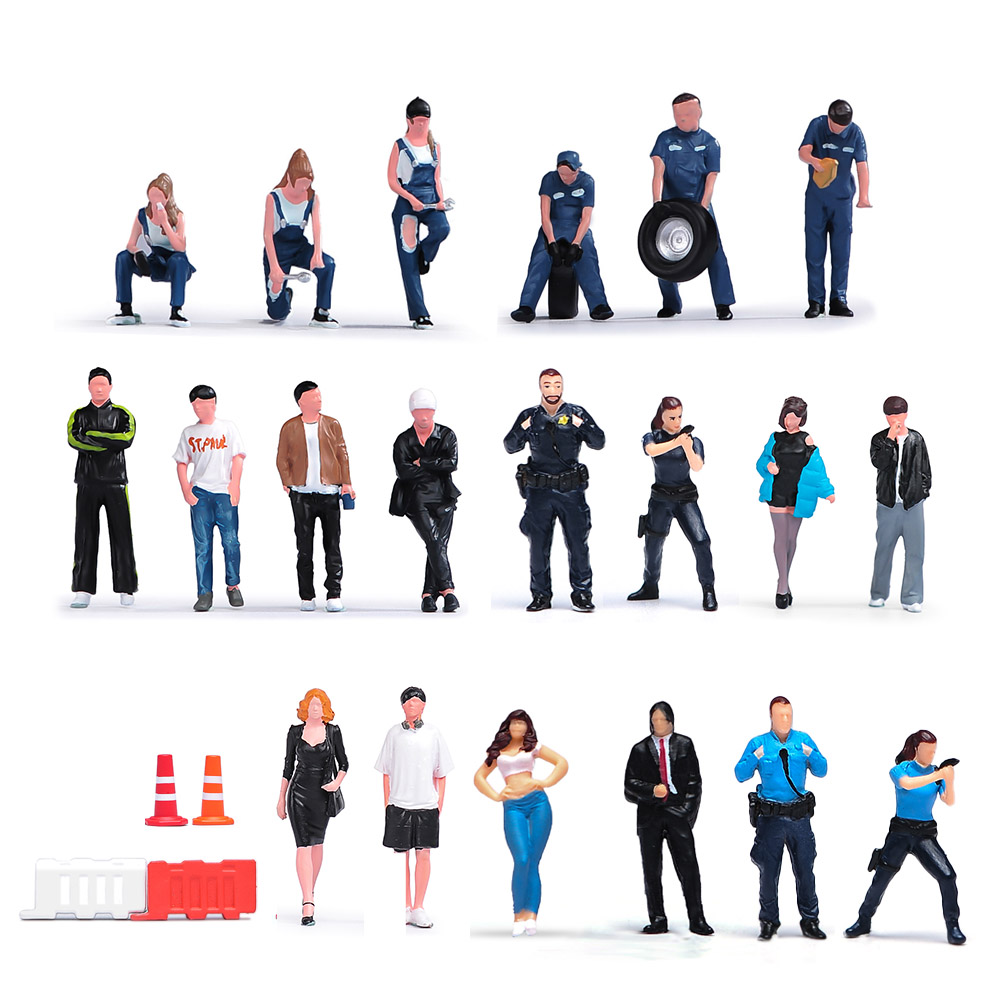 现货特价 1/64 22款场景微缩模型沙盘手办树脂小人偶微拍摆件