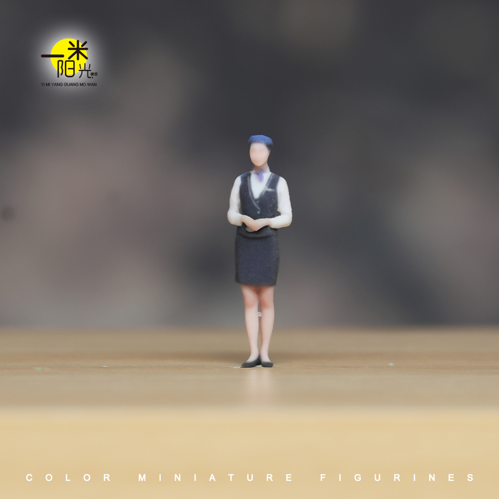 现货 1/64 空姐服务员 微缩场景模型搭配3D彩色打印摆件人偶