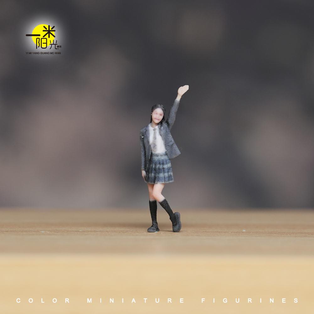 现货 1/64 穿jk的小女孩 微缩场景模型搭配3D彩色打印摆件