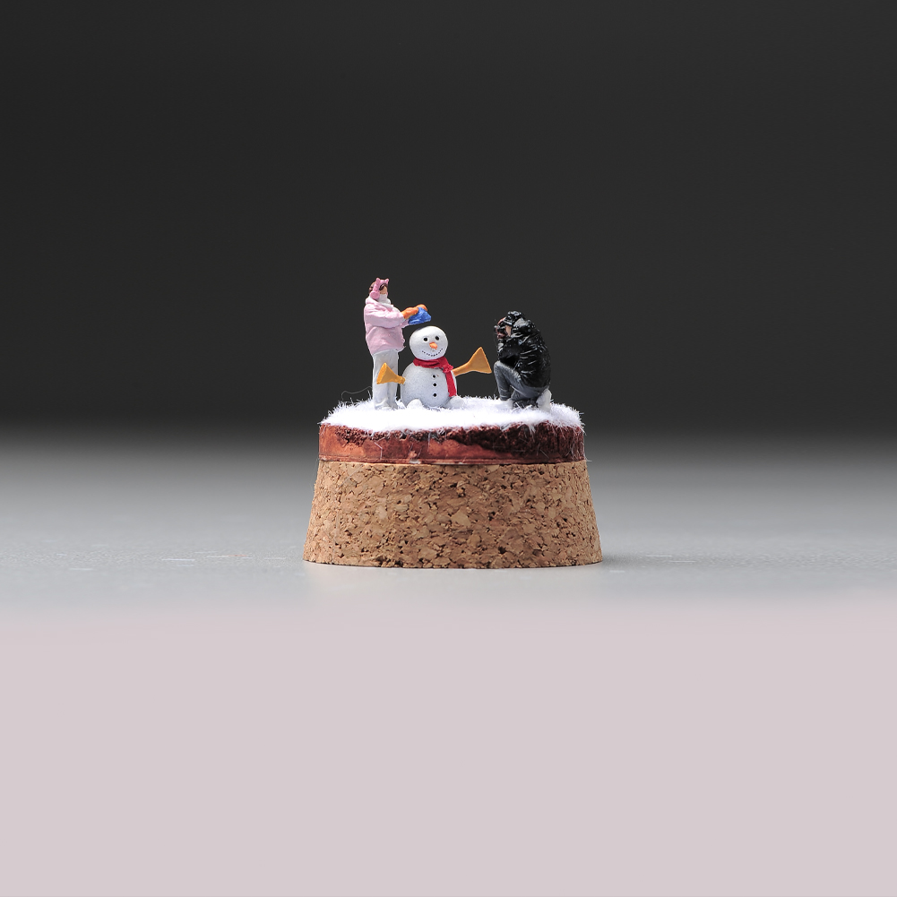 现货ANT 1/64 冬日情侣礼物 手工微缩模型沙盘手办树脂小人微拍摆