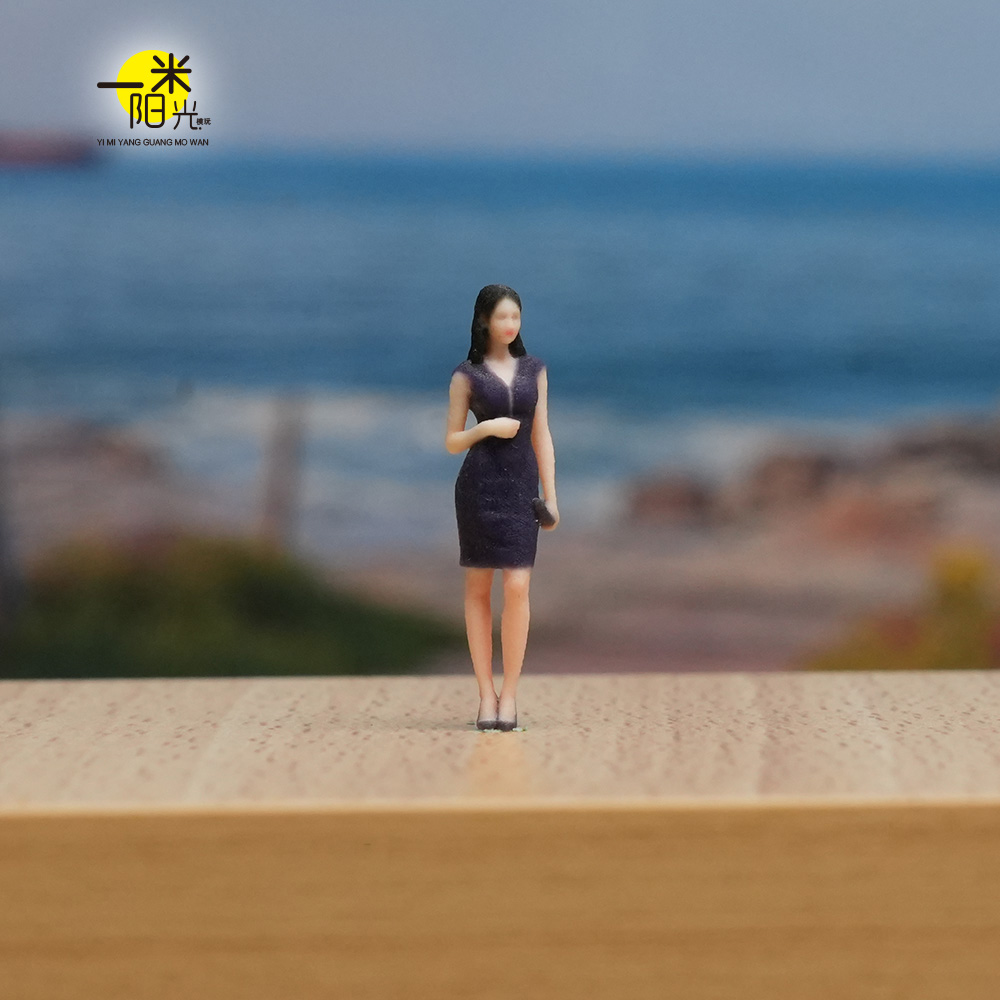 现货 1/64 性感连衣裙美女 微缩场景模型搭配3D彩色打印摆件人偶
