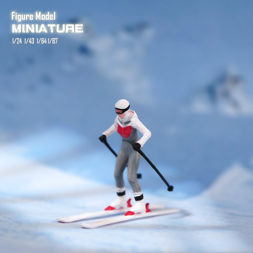 现货1/87 1/64 1/43 1/24 滑雪女 涂装微缩模型手办场景人偶