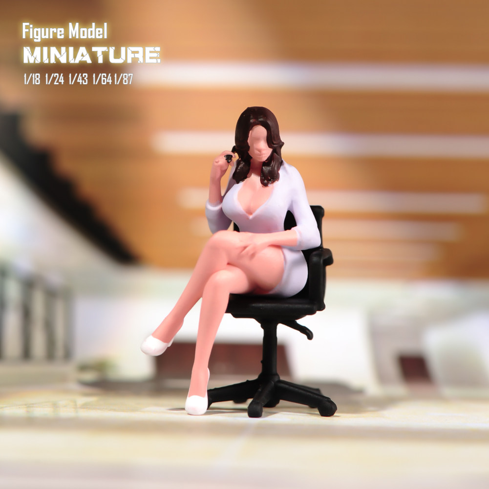 现货1/64 1/43 1/24 思考中的美女 微缩模型场景沙盘树脂小人偶微