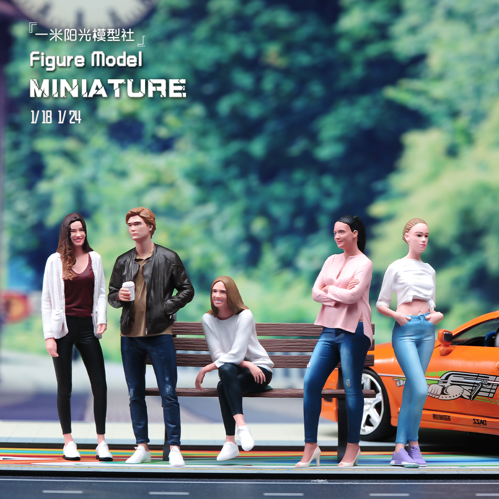 现货 1/87/64/43/24 年轻男孩女孩系列 涂装微缩模型手办场景人偶