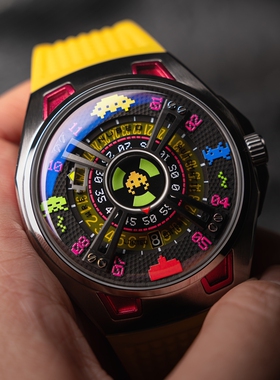 NUBEO太空侵略者复古游戏联名收藏限量版自动机械表夜光防水6099