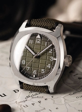 现货UNDONE复古绿手雷自动机械表TERRA SAFARI夜光防水中性