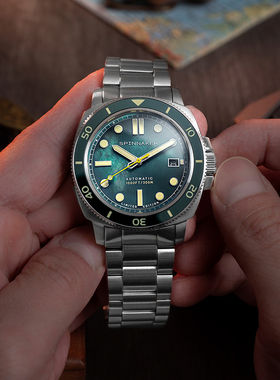 特价|SPINNAKER三角帆天然贝母盘自动机械手表限量版夜光防水5106