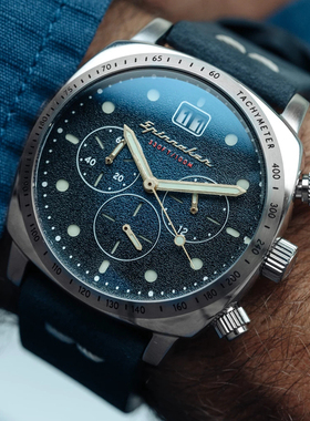 英国SPINNAKER三角帆HULL复古模拟机械石英计时手表夜光防水皮带