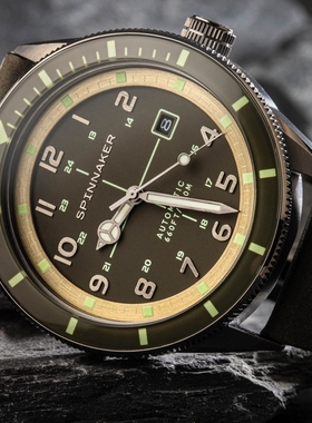 英国SPINNAKER三角帆复古自动机械手表CAHILL夜光防水皮带5064