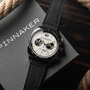 新款 SPINNAKER三角帆三明治熊猫盘复古计时石英手表夜光防水5068