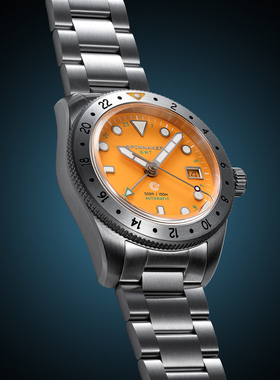 39毫米SPINNAKER三角帆复古GMT两地时自动机械手表5157夜光防水