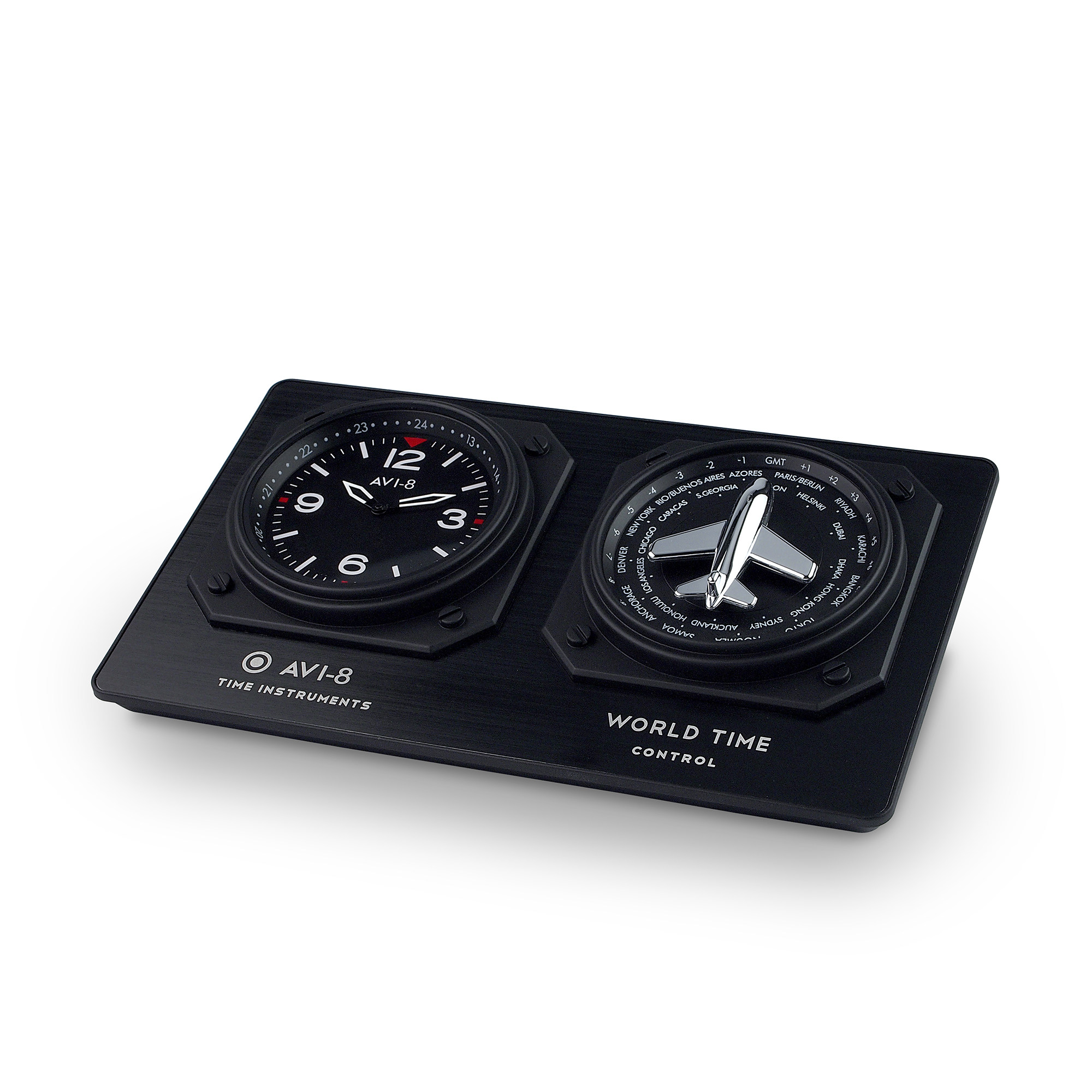 BRITISH AVI-8 WORLD TIME CONTROL GMT FLIGHT INSTRUMENT PANEL STYLE WORLD TIME CREATIVE DESK CLOCK