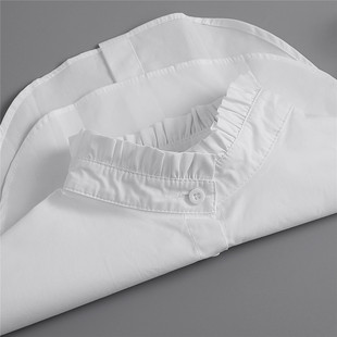 秋冬新款假领子衬衫女纯棉简约打底半身衬衫木耳边立领内搭假衣领