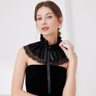 复古宫廷风假领子女百搭假领配毛衣装饰领秋冬蕾丝荷叶边围脖衣领