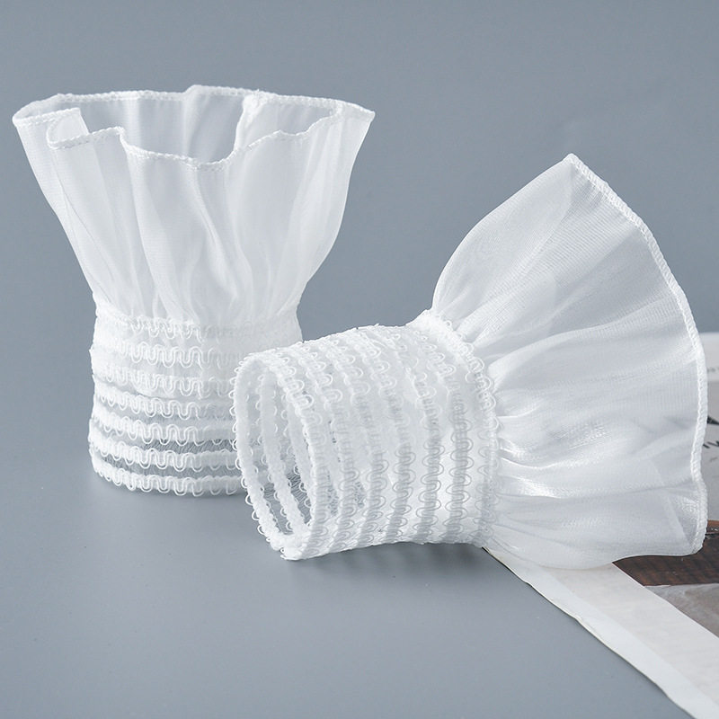 立体喇叭袖内搭假袖子护腕袖套女褶皱花边袖口百搭白色花边衬衫袖