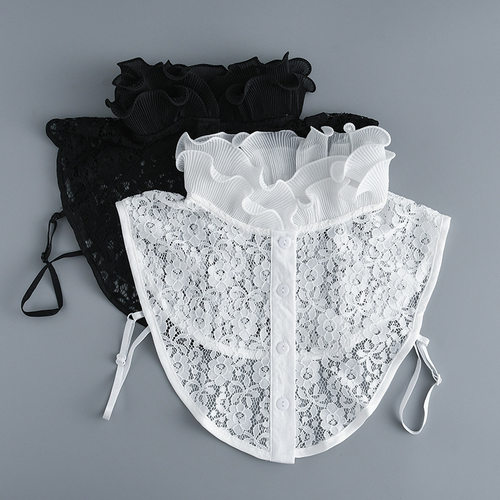 蕾丝假领子女百搭洋气花边立领