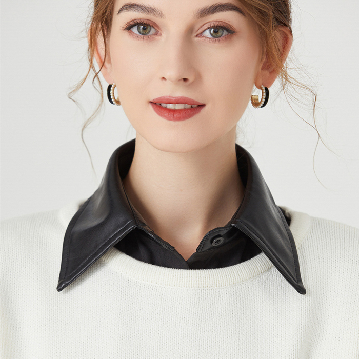 PU皮假领子时尚尖领内搭