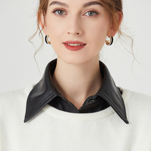 PU皮假领子韩版秋冬新款女假衣领衬衫衣领时尚尖领内搭装饰衬衣领