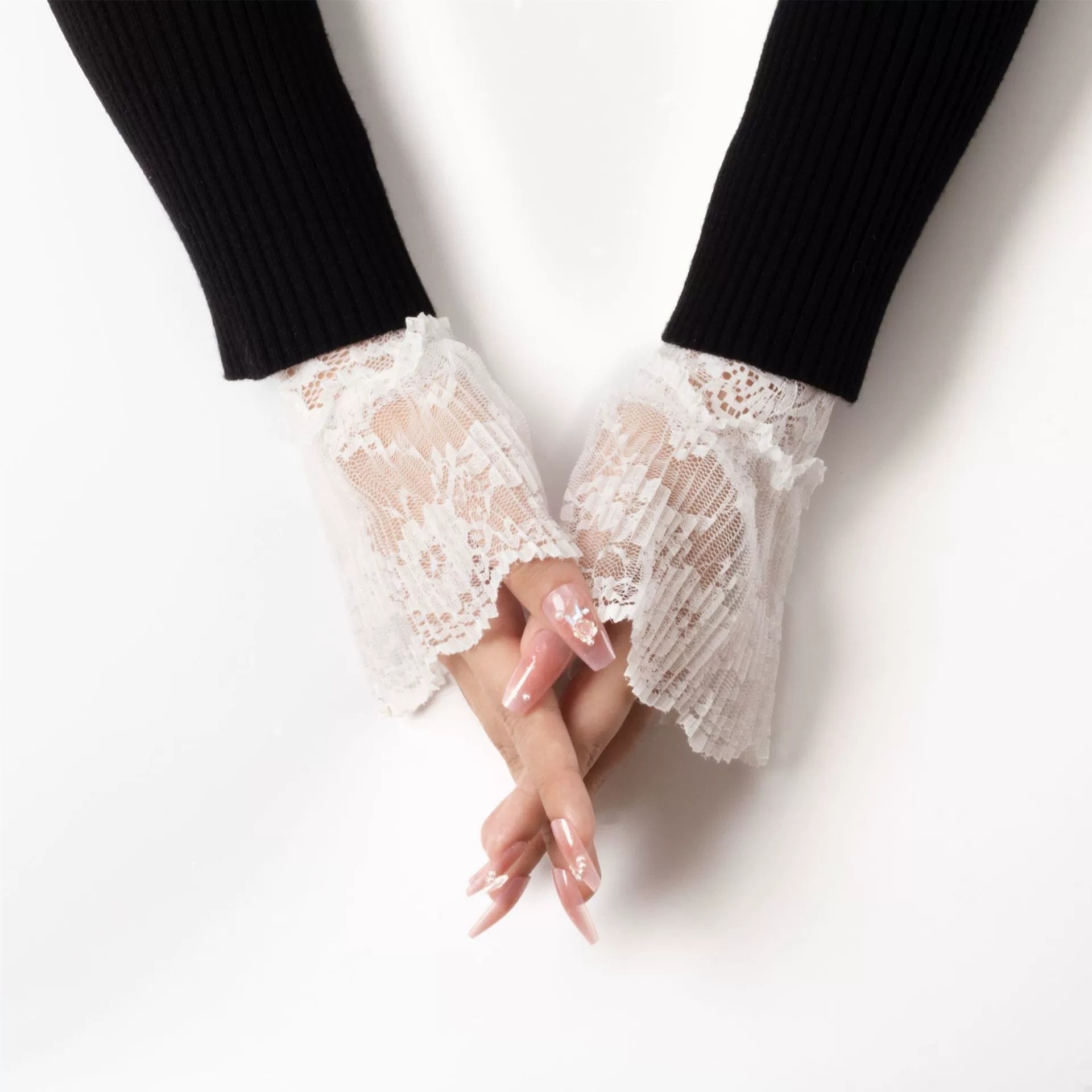 女时尚甜美半指手袖蕾丝假袖口