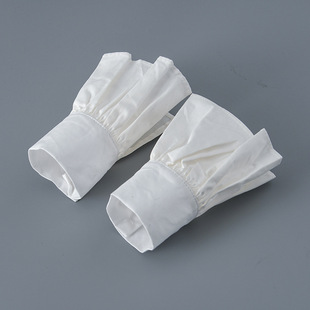 简约纯棉褶皱假袖子女白色复古衬衫假袖毛衣卫衣喇叭袖装饰假袖口