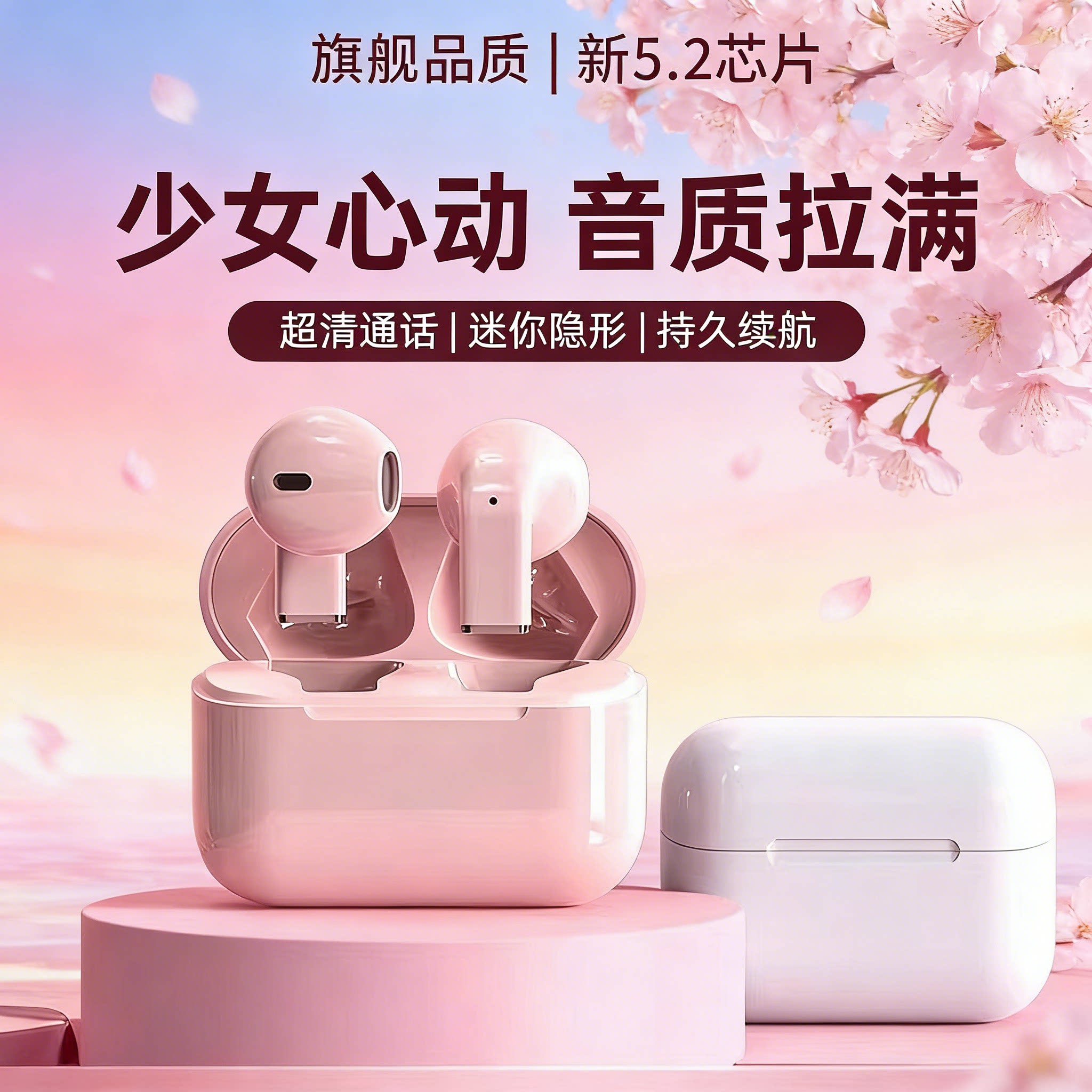 Pro5s无线蓝牙耳机双耳迷你少女学生隐形高颜值超长续航安卓通用