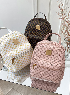 女士前袋印花双肩小背包2025秋冬韩版新品个性日常零钱小包包