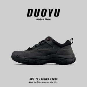 外贸男鞋户外厚底防滑登山鞋系带宽松大头工装鞋真皮休闲运动鞋男