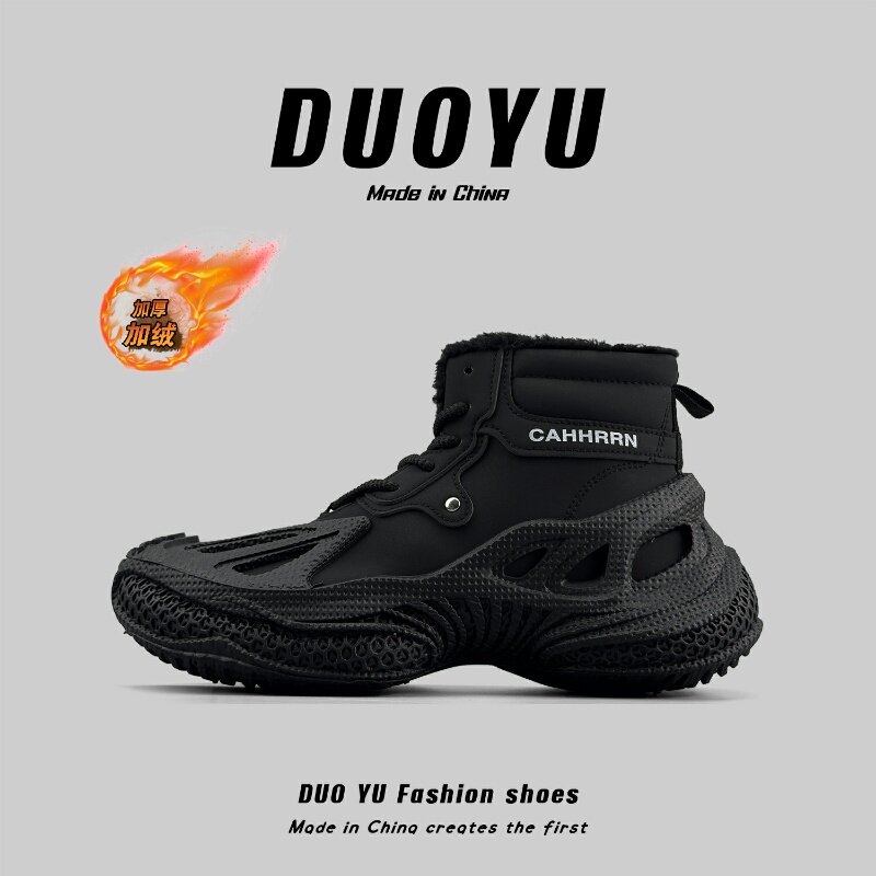 外贸男士冬季高帮加绒加厚马丁靴男款保暖厚底雪地靴不冻脚加棉鞋