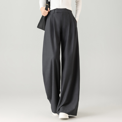 2026春季高腰垂感西装阔腿裤女
