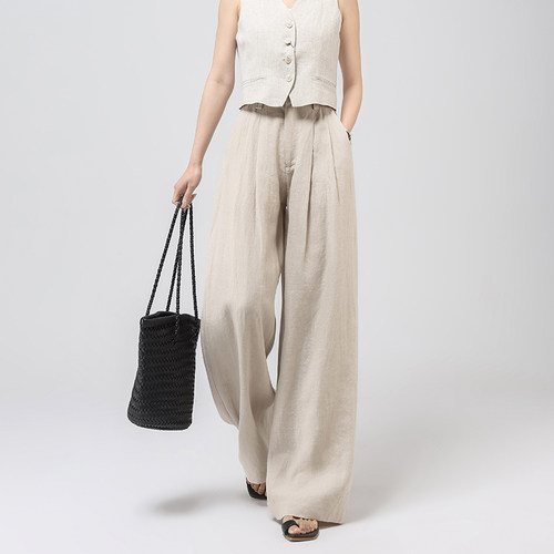 2025夏季薄款阔腿裤百分百亚麻