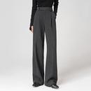 糯米裤 羊毛西装 高腰垂感加厚灰色毛呢直筒阔腿裤 女秋冬2025新款 裤