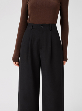 黑色西装裤女2026年新款春秋垂坠感休闲高腰百搭直筒宽松阔腿裤子