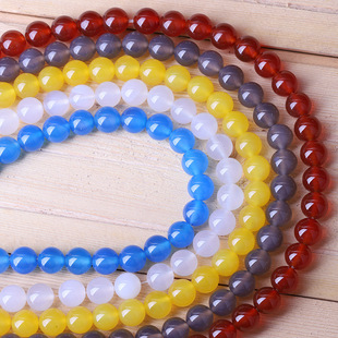 黑黄白绿红玛瑙配件碧玉玛瑙祖母真玛瑙散珠子圆珠DIY手链配饰品