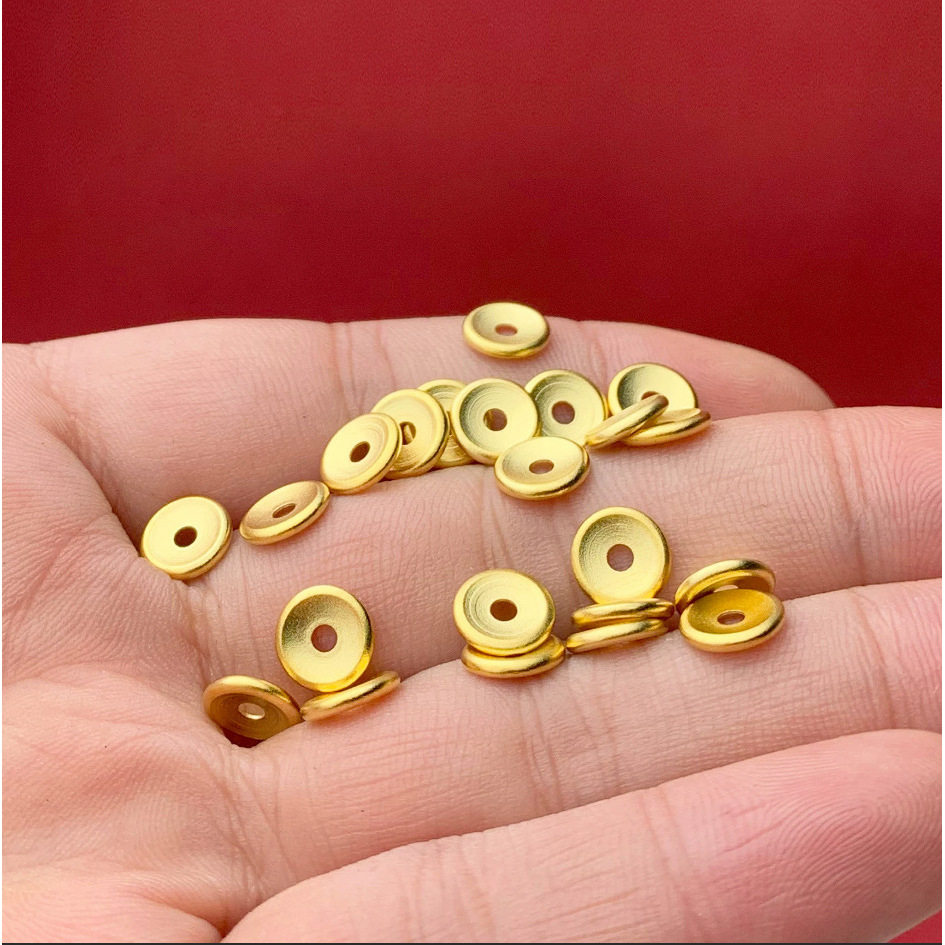 古法24K黄金色素面凹槽隔片垫片文玩手串手链佛珠diy配饰垫片散珠