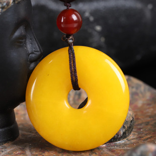 天然黄玉髓平安扣背云吊坠DIY星月菩提配饰手链配件实惠百搭精品