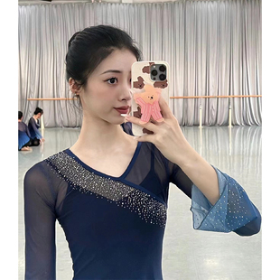 舞依艺库古典舞纱衣舞蹈服身韵练功服女上衣飘逸加钻艺考班服纱衣