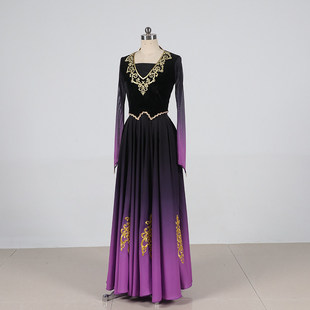 新疆维吾族舞蹈演出服女剧目服艺考练习大摆裙少数民族舞蹈表演服