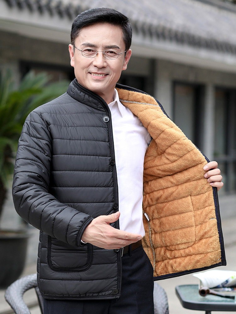 WINTER MIDDLE-AGED MALE VELVET THICKENED COTTON JACKET DAD COTTON CLOTHES MIDDLE-AGED AND ELDERLY COAT GRANDFATHER LINER OLD MAN CLOTHES MAN
