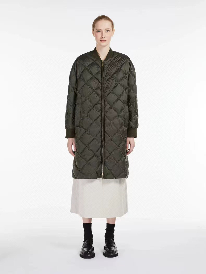 意大利M家秋冬长款飞行员夹克菱格保暖羽绒服鹅绒