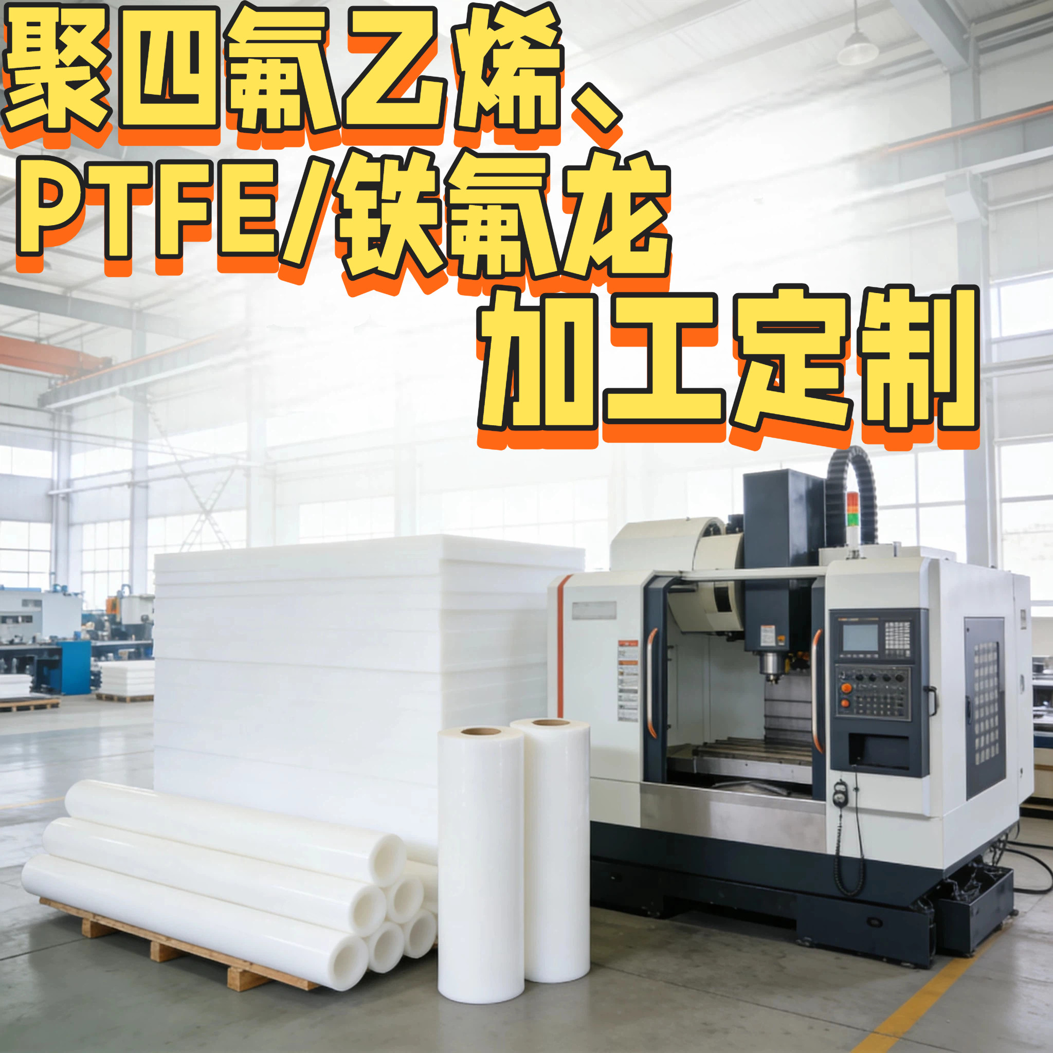 白色聚四氟乙烯板铁氟龙PTFE棒特氟龙垫片耐高温耐酸碱加工定制