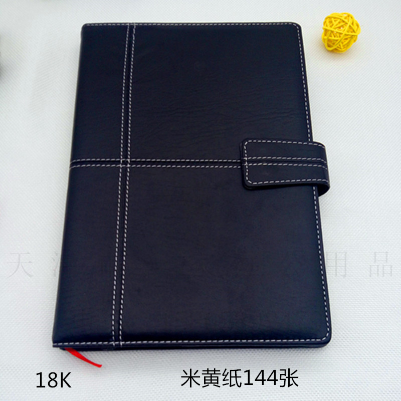 办公皮本记事笔记本商务皮带扣插笔天津办公用黑色黄纸包邮可印字