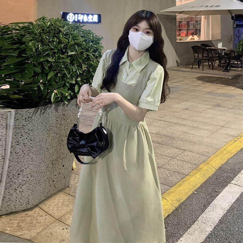 日系背带连衣裙子少女生夏装2025新款初中高中学生吊带裙两件套装