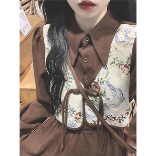 新中式国风灯芯绒连衣裙女秋冬高级感气质收腰森系温柔风初恋长裙