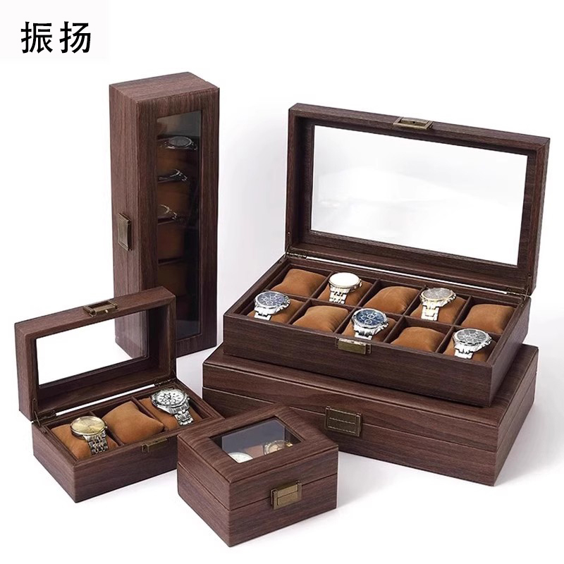 木纹皮手表收纳盒高档精致软枕手表放置盒家用腕表展示盒收藏表盒
