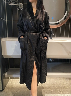 太美啦！洲际酒店浴袍气质暗夜黑贵妇睡袍保暖浴袍高级豹纹春款女