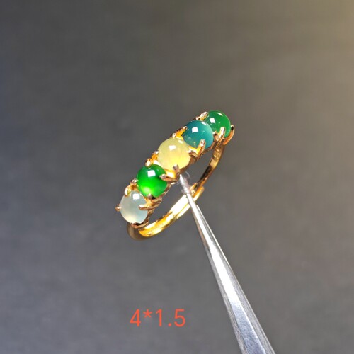多宝满绿a货天然翡翠戒指女款冰种翡翠蛋面戒指排戒925银镶嵌