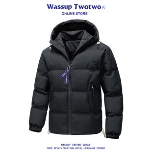 新款 TWO冬季 连帽棉衣加厚羽绒棉服户外保暖运动棉袄男 TWO WASSUP