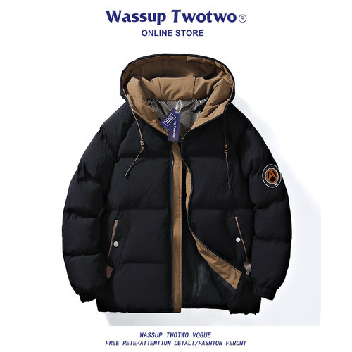 WASSUP TWO TWO潮牌美式棉服男冬季新款宽松棉衣冬装外套加厚棉袄